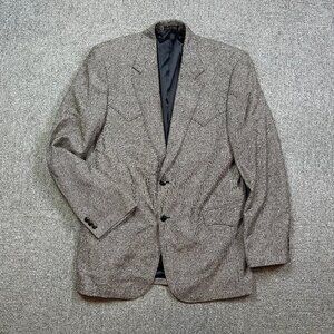 Circle S 100% Silk Grey Western Cowboy Suit Jacket Size 42 Long